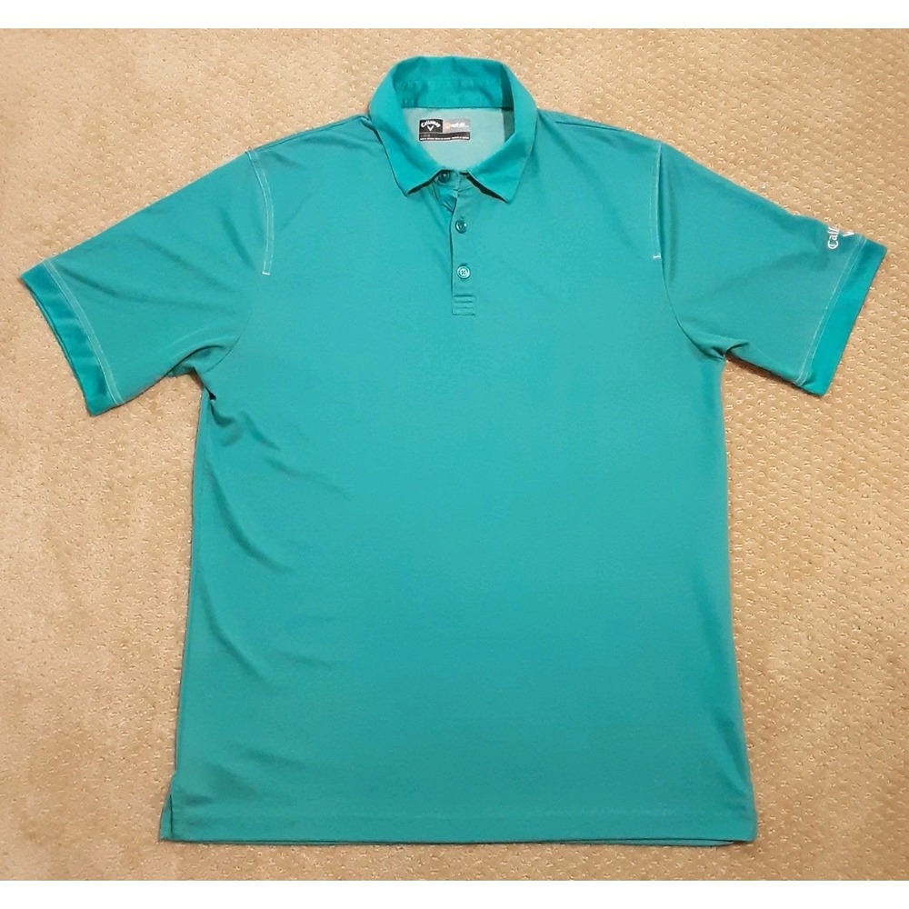 Callaway Teal Blue Green Men's Large Opti Dry Golf Polo Shirt Excellent